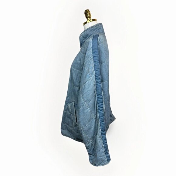 💙🧥 Free People We The Free Quilted Denim Jacket Dolman Oversized Medium - Picture 11 of 14
